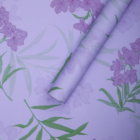 JinweiS 20 Sheets Peach Wrapping Paper, Waterproof for Flower Gift,purple | Retro peach blossom print, easy to cut & shape, tearproof film, smooth finish, fits bouquets gift boxes holiday use