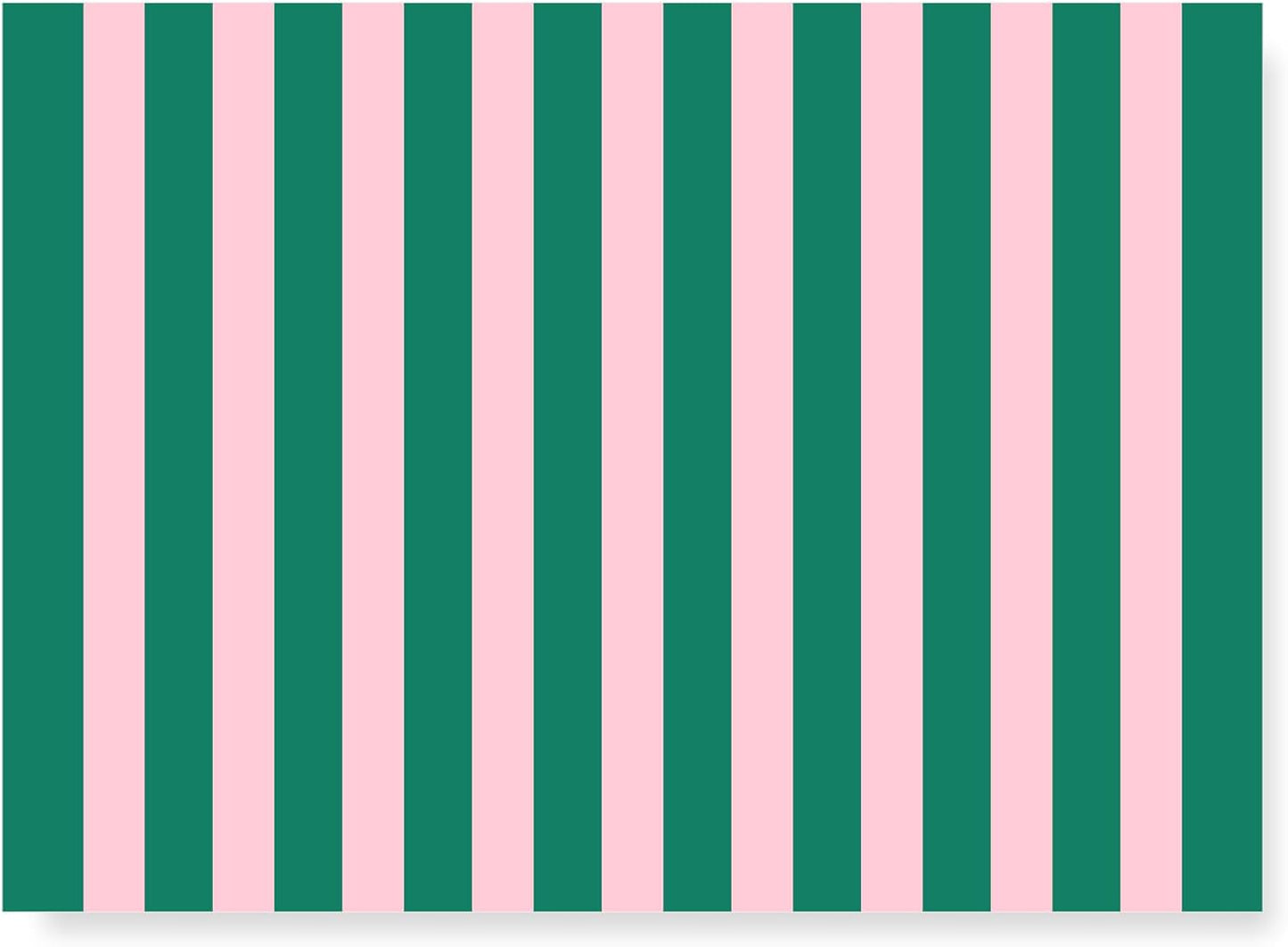 Whaline 50Pcs Stripe Paper Placemats Disposable Table Mat Green Pink Cabana Stripe Decorative Place Mats for Birthday Wedding Party Decor Dining Table Setting, 10 x 14 Inch