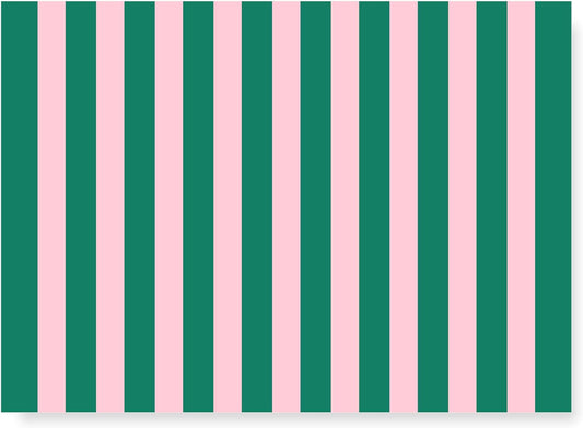 Whaline 50Pcs Stripe Paper Placemats Disposable Table Mat Green Pink Cabana Stripe Decorative Place Mats for Birthday Wedding Party Decor Dining Table Setting, 10 x 14 Inch