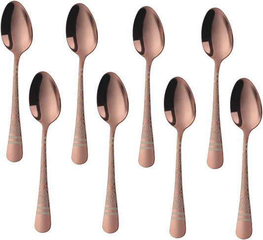 Buyer Star Espresso Spoons Set of 8,Cute Small Coffee Spoons, Stainless Steel Demitasse Spoons for Tea, Dessert Appetizer Mini Coffee Spoon Stainless Steel Teaspoons, 5.5-inch (Rose Gold)