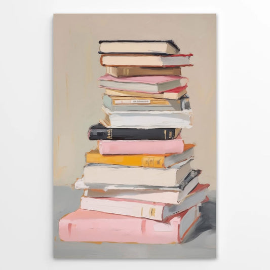 Vintage Book Lover Wall Art Retro Stack of Books Poster Trendy Bookworm Pastel Pink Print Library Inspired Decor for Bedroom Dorm Apartment Reading Nook Study Room 16x24inch Unframed