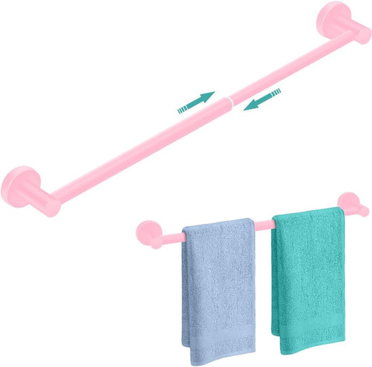 MGahyi Towel Racks for Bathroom-Adjustable Towel Holder(13.18inch-24inch) Sturdy and Rustproof Towel Bar Wall Mounted, Single Towel Bar Rod for Bathroom Accessories (Pink, 1Pack)