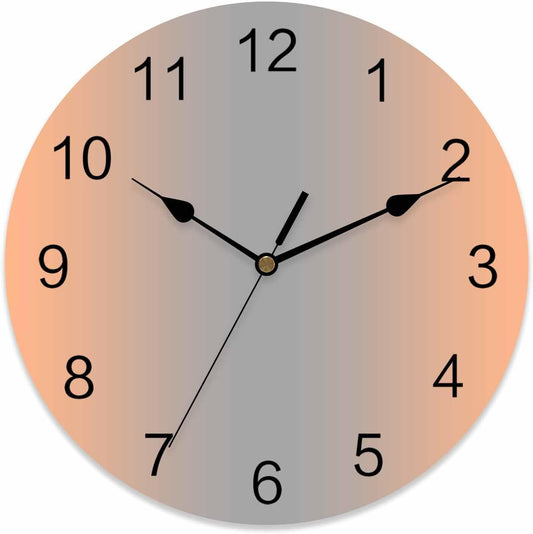 Wall Clock Ombre Coral Pink Gray 14" Round Silent Non-Ticking PVC Clocks Gradient Color Battery Operated Round Clock for Living Room Bedroom Office Kitchen Wall Decor