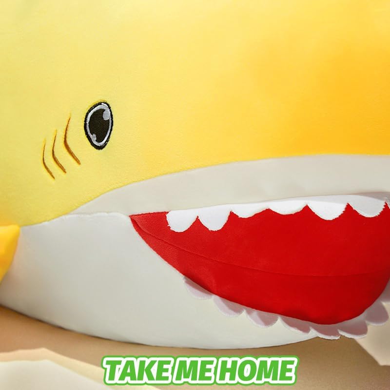 PEACH CAT Banana Shark Plush 21" Large Shark Stuffed Animal Soft Banana Plush Toys Gifts for Kids Yellow