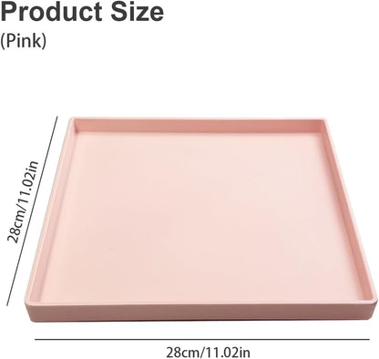 Square Serving Tray, Pink Sturdy Countertop Organizer Decorative for Home Serving Coffee Appetizer Breakfast Kitchen 11 * 11 Inch (Pink)