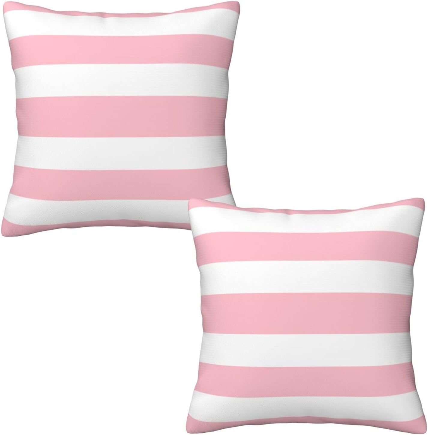 Pink and White Stripes Farmhouse Throw Pillow Covers 18x18 Inch Pillow Case Soft Cushion Pillow Covers Set of 2 for Sofa Bedroom Chair Living Room Home Decorative
