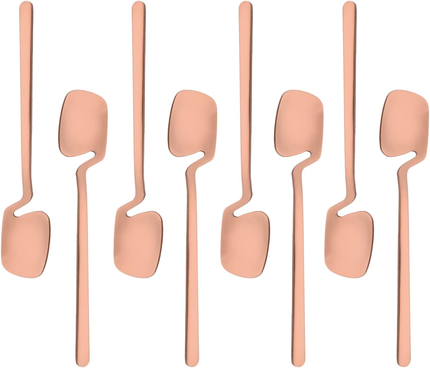 8-Piece Mini Teaspoons Set, Espresso Spoons Set, Small Spoons for Coffee Sugar Dessert Cake Ice Cream Antipasto, 5.35 inches Stainless Steel Spoons Set, Matte Finish (Rose Gold)