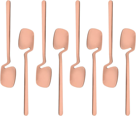 8-Piece Mini Teaspoons Set, Espresso Spoons Set, Small Spoons for Coffee Sugar Dessert Cake Ice Cream Antipasto, 5.35 inches Stainless Steel Spoons Set, Matte Finish (Rose Gold)