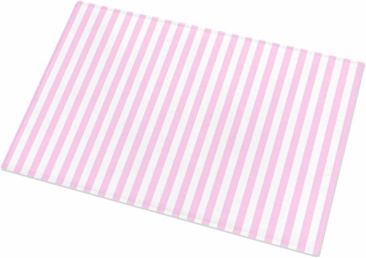 YOKOU Bathroom Rug Bath Mat,Pink Stripes Minimalist Art Absorbent Non Slip Soft Microfiber Shaggy Plush Bath Rugs for Shower,Romantic Style 16"x24"