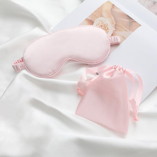 3 Pcs Artificial Silk Sleep Masks Set Satin Sleeping Eye Mask Hair Scrunchies Night Blindfold Blackout Eyeshades Eye Cover Wedding Bridesmaid Gifts Pink
