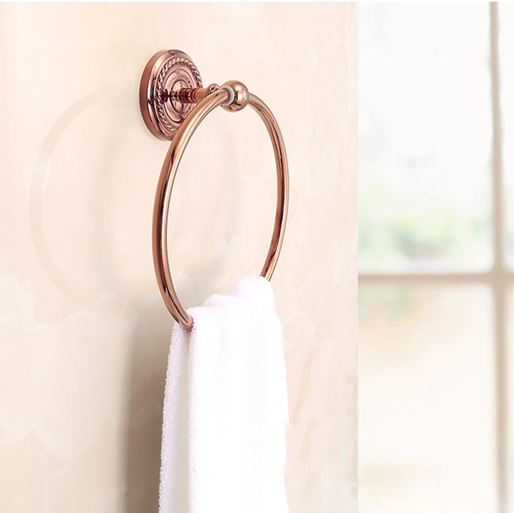 Wall-Mounted Copper Bathroom Towel Ring, Modern Bath Accessories Towel Ring (Rose Gold)
