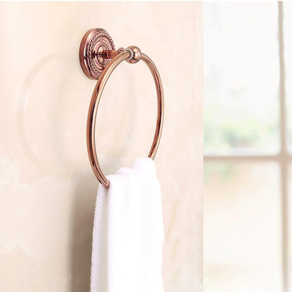Wall-Mounted Copper Bathroom Towel Ring, Modern Bath Accessories Towel Ring (Rose Gold)