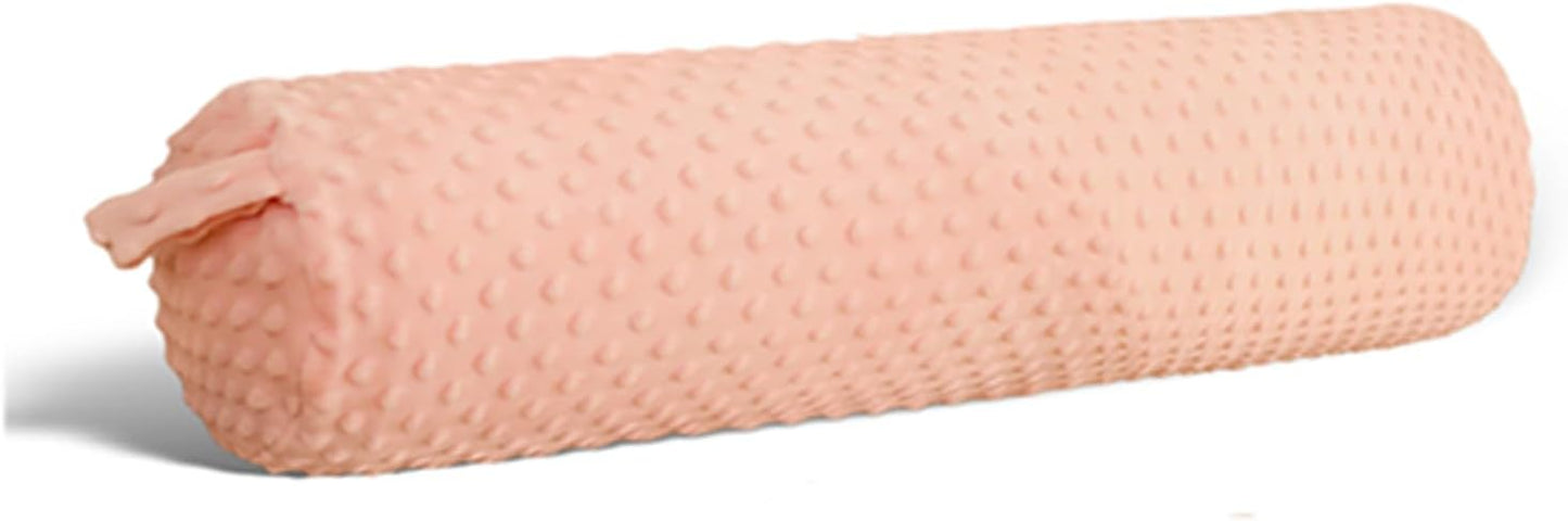 Cervical Neck Roll Pillow Memory Foam Blush Pink 24in Round Neck Pillows Support for Sleeping Lightweight Bolster Cushion for Yoga Travel，Washable Cover