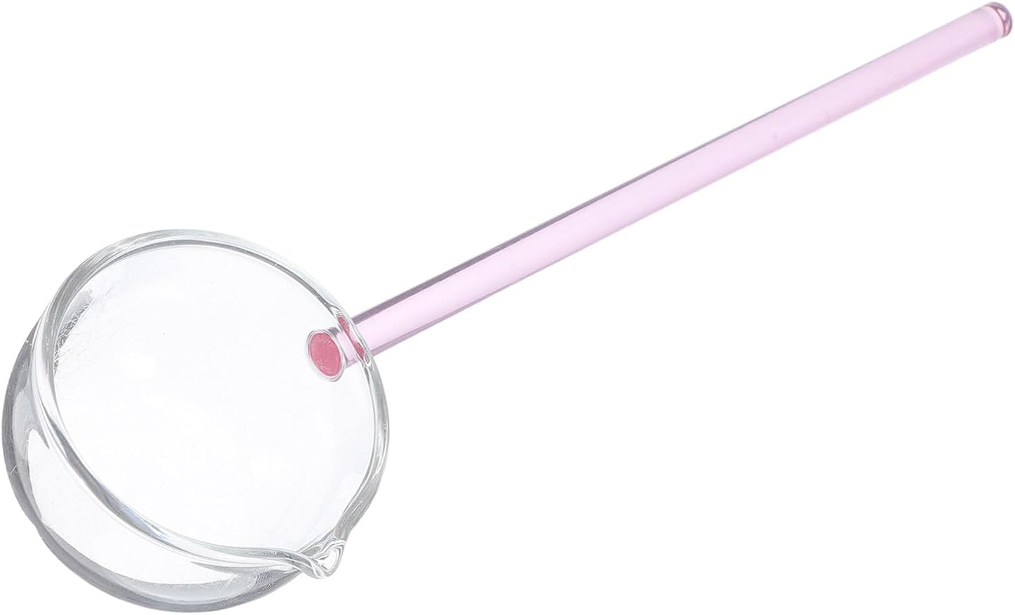 Luxshiny Clear Glass Serving Ladle: Long Handle Soup Spoon Dessert Gravy Ladle for Coffee, Tea, Ice Cream, Cake, Home Kitchen - Pink