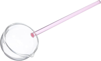 Luxshiny Clear Glass Serving Ladle: Long Handle Soup Spoon Dessert Gravy Ladle for Coffee, Tea, Ice Cream, Cake, Home Kitchen - Pink