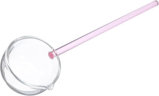 Luxshiny Clear Glass Serving Ladle: Long Handle Soup Spoon Dessert Gravy Ladle for Coffee, Tea, Ice Cream, Cake, Home Kitchen - Pink
