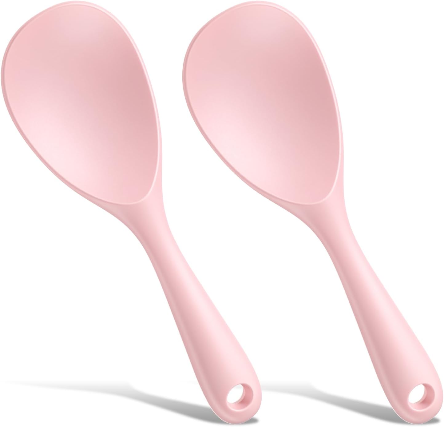 2 PCS Rice Spoon Paddle Silicone Rice Paddle 8.8 Inch Pink Non Stick Rices Spoon Scooper Spatula for Soup, Salads, Mashed Potato