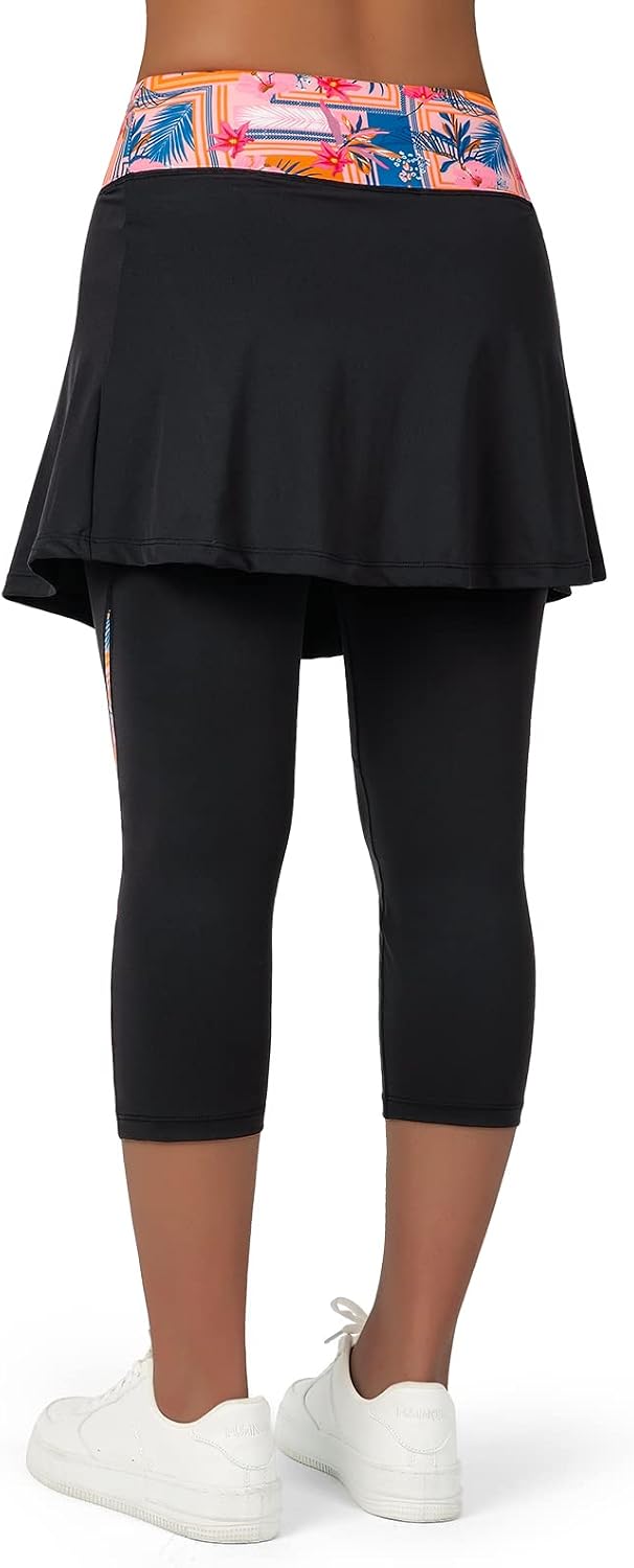 ANIVIVO Skirted Legging for Women, Yoga Legging with Skirts &Women Tennis Leggings Clothes Pockets