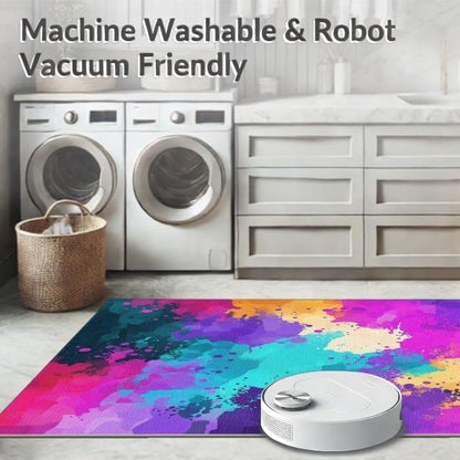Design&I 5'x7' Smooth Finish Abstract Abstract Washable Mat, Pink for Guest Room, Lounge, Apartment, Flatweave & Snag-Free Daily Traffic Ready Area Rug | 2142251
