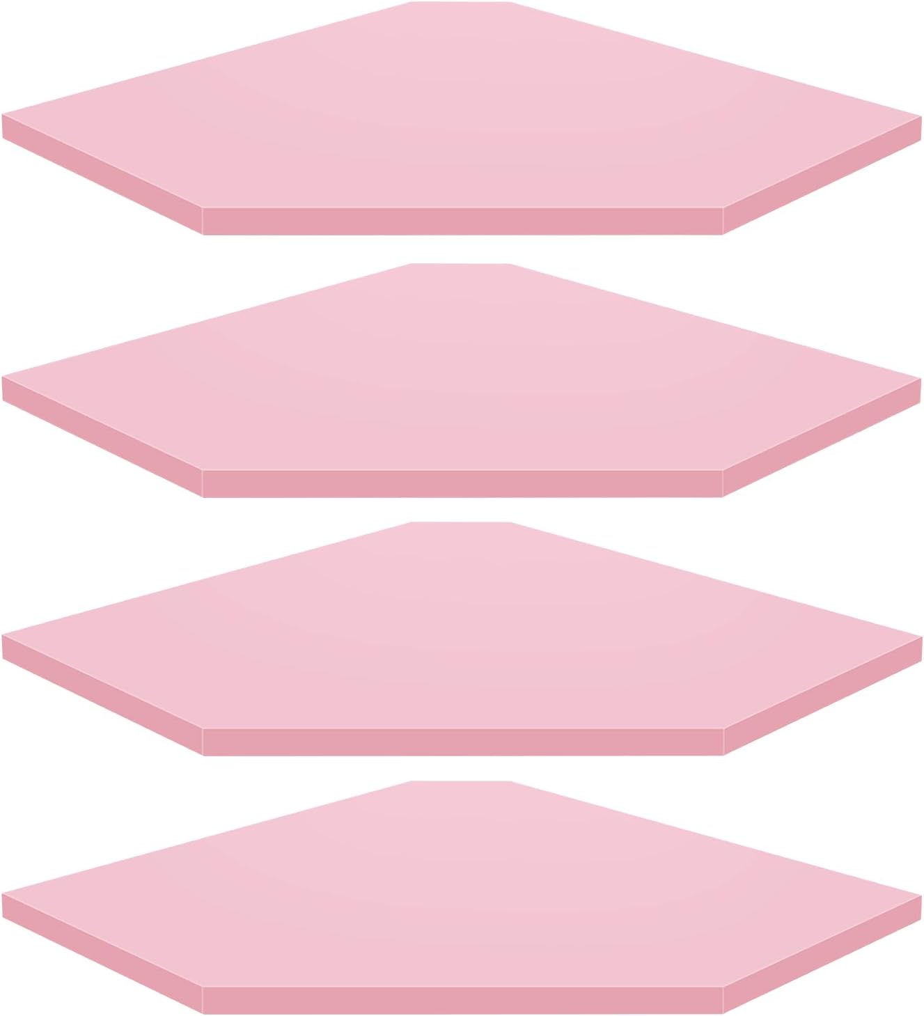 Homode Corner Shelf Wall Mount, Set of 4 Corner Floating Shelves, Wood Hanging Storage Shelving with Cord Hole, Wall Shelf Organizer for Bathroom Bedroom Living Room Office, Pink