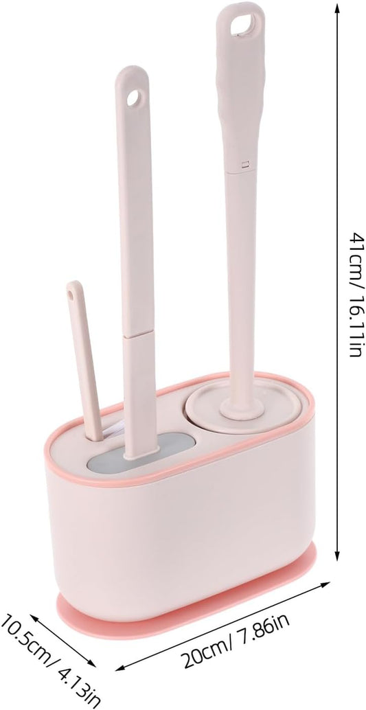 Artibetter Wall Mounted Toilet Brush and Holder Set Long Handle Toilet Bowl Scrubber with Stiff Bristles Pink Bathroom Cleaning Tool for Deep and Restroom Maintenance