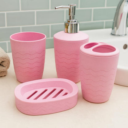 4-Piece Liquid Soap Dispenser/Bathroom Accessories Set/Bathroom Set (1 Liquid Soap Dispensar, 1 Soap Dish,1 Toothbrush Holder and Tumbler)