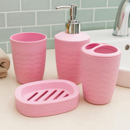 4-Piece Liquid Soap Dispenser/Bathroom Accessories Set/Bathroom Set (1 Liquid Soap Dispensar, 1 Soap Dish,1 Toothbrush Holder and Tumbler)