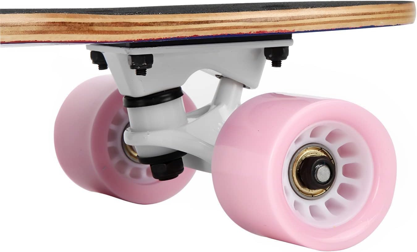 Mini Cruiser Longboard, 31 Inch Small Size Wide Wheel Skateboard, Beginner Stable & Easy-to-Control Skateboard, Suitable for Park & Street Riding, Unique Flame Pattern