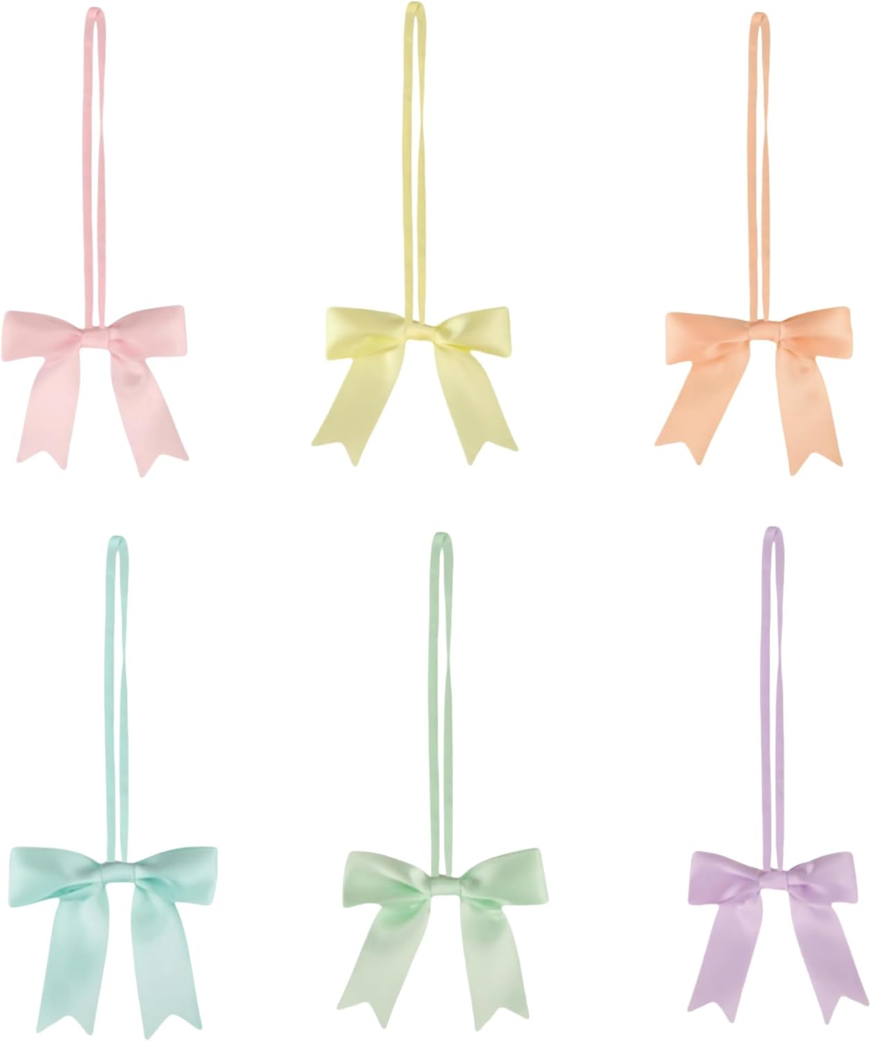 Meseey 60pcs 8 Inch Stretch Elastic Loops with Premade Pastel Pink/Purple/Yellow/Blue/Green/Peach Ribbon Bows for Gift Wrapping,Baby Showers,Weddings,Christmas Boxes(8",Patstel)