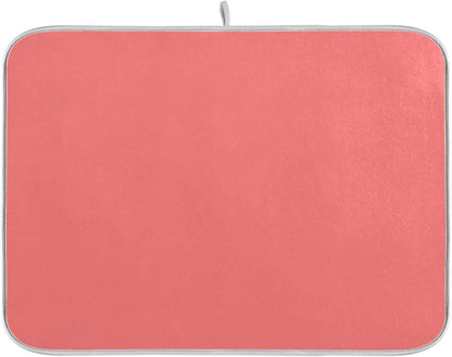 Dish Drying Mat for Kitchen Counter 16 x 18 Inch Absorbent Microfiber Dry Dishes Mats Drainer Mat Peach Pink Dish Drying Pad for Countertops Decor