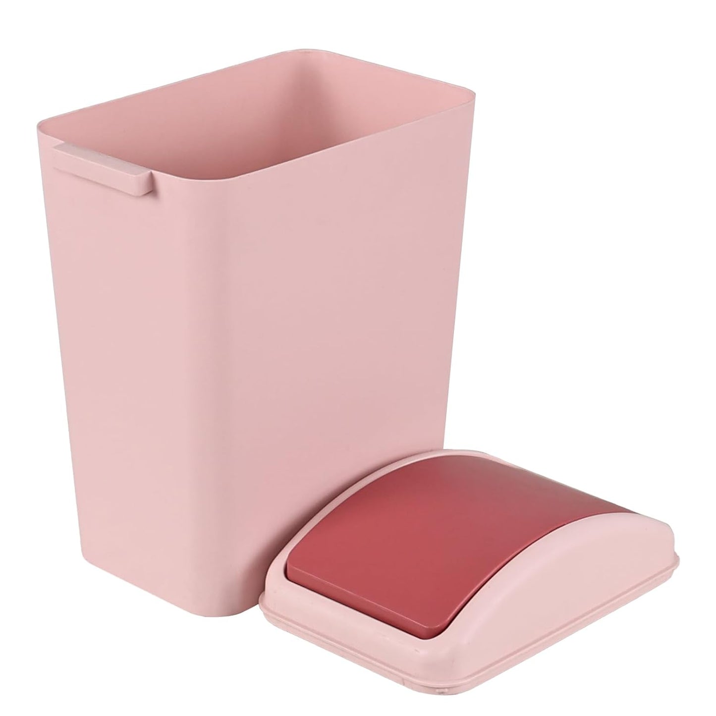 4 Gallon Trash Can with Swing Top Lid, Narrow Plastic Garbage Can, Pink