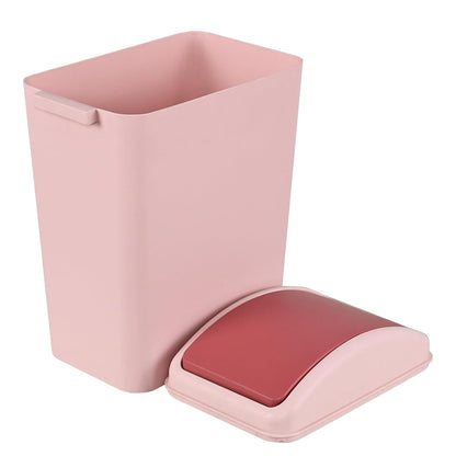 4 Gallon Trash Can with Swing Top Lid, Narrow Plastic Garbage Can, Pink