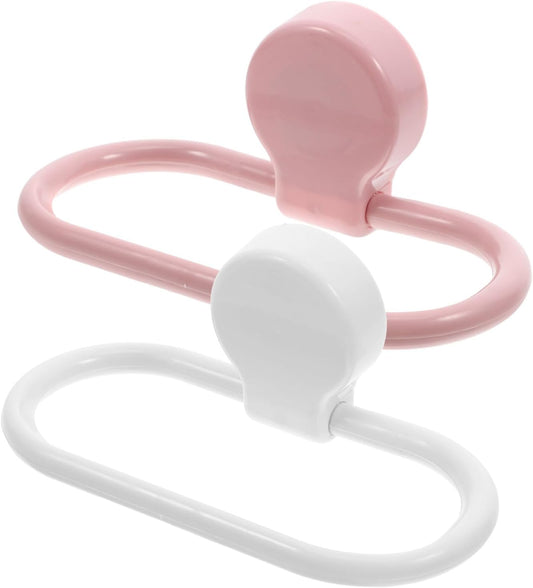 NUOBESTY 2pcs Adhesive Towel Rings Wall Mounted Bathroom Kitchen Towel Holder Rack Space Saving for Home Decor Pink and White