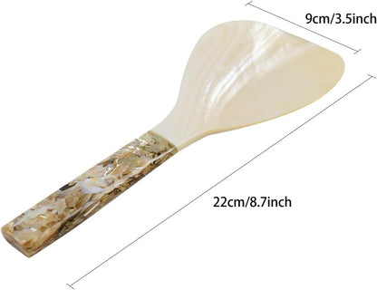 Natural Abalone Pearl Spoons – Handcrafted Round Handle Serving Utensils for Rice, Ice Cream & Salads | Restaurant & Home Kitchen Décor (Natural Pink)