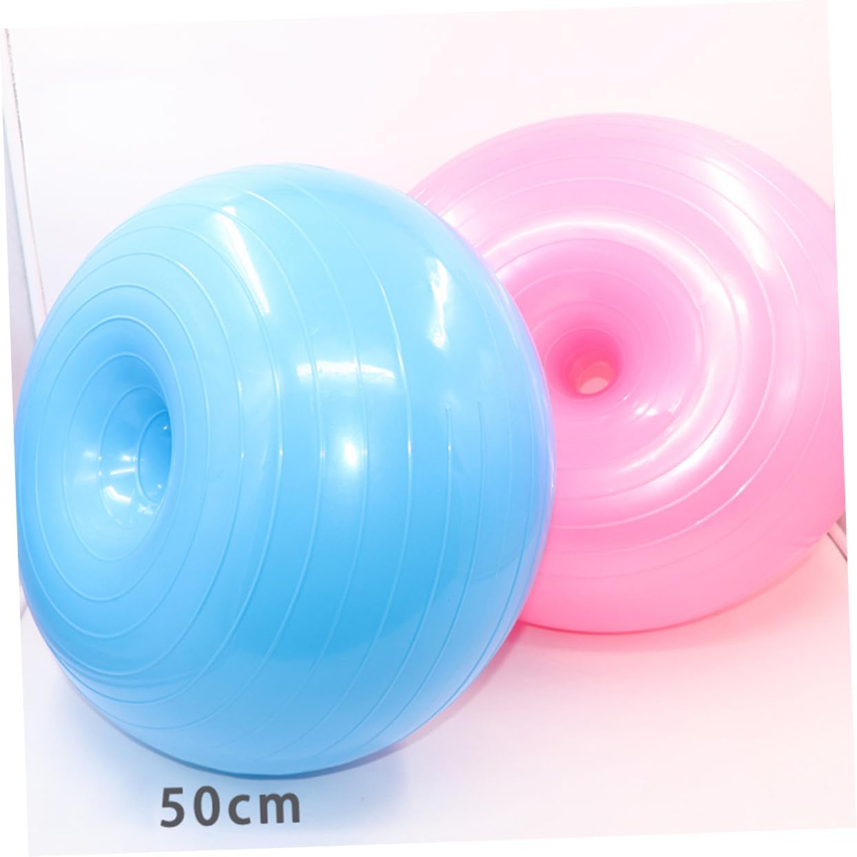 VANZACK 50cm Explosion-Proof Yoga Auxiliary Ball Thickened PVC Fitness Ball in Light Pink for Home Exercise and Balance Training with Air Pump