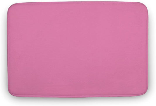 Pink Plain Solid Color Bathroom Rugs, Non Slip & Absorbent Bath Mat Carpets for Bathroom, Entryway or Sink 16" x 24"