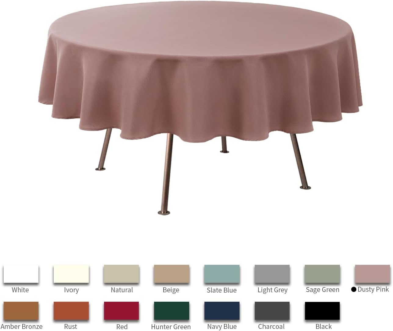 maxmill Round Linen Looking Textured Tablecloth Spill-Proof Wrinkle Free Soft Jacquard Table Cloth for Circular Table Cover, for Dining Room Buffet Banquet Parties Holiday Dinner, 70 Inch Dusty Pink
