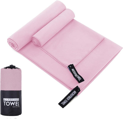 Microfibe Sports Towels Quick Dry Towel Lightweight Microfiber Travel Towels w/Bag - Fast Drying Towel Set, for Beach, Gym, Sports, Yoga & Swim Use, Pink16x32 inch(1Pcs)