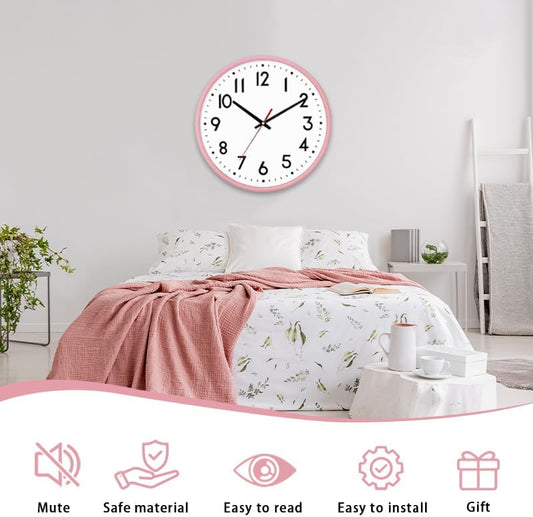 HZDHCLH Wall Clock Silent Wall Clocks Battery Operated 8 Inch Modern Non Ticking Analog Clock Decorative for Kitchen Room Bedroom Living Classroom Office