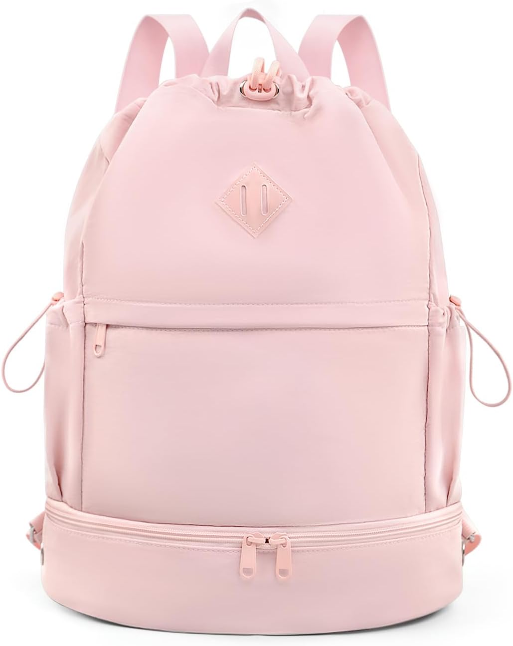 RHDZO Drawstring Backpack Sports Gym Bag with Shoe Compartment and Wet Pocket String Swim Bag for Women Men Beach Backpack, Pink