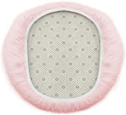 Soft Fluffy Toilet Seat Cover, Washable Absorbent Lid Cover, Adjustable Non Slip Backing for Most Bathroom Toilet Lids Pale Pink 17.7" x 19.7"