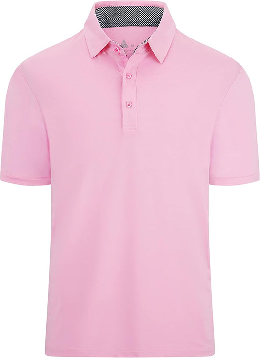 Men's Polo Shirts Short Sleeve Moisture Wicking Performance Golf Shirts Collared Lightweight Casual T-Shirt Athletic