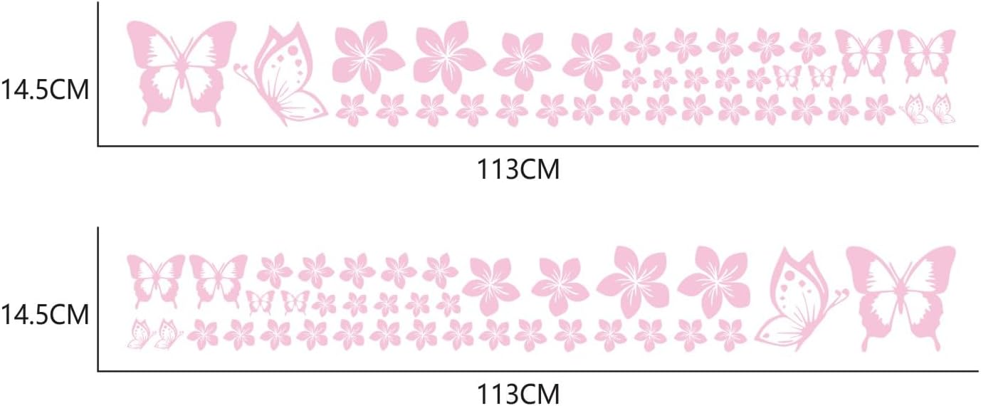 Butterfly Flower Graphic Car Sticker Fun DIY Waterproof Decal for car Door Hood Bumper Windows Motorcycle Laptop Doors and Windows Vinyl Accessories(Pink) 74PCS