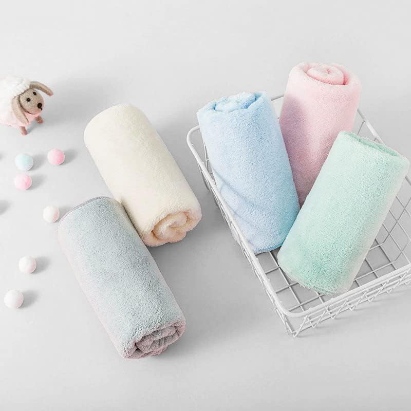 Soft Plush Bath Towels, Pastel Colors Collection, Cotton Blend, Pink Blue Mint Cream Gray, 5 Pack