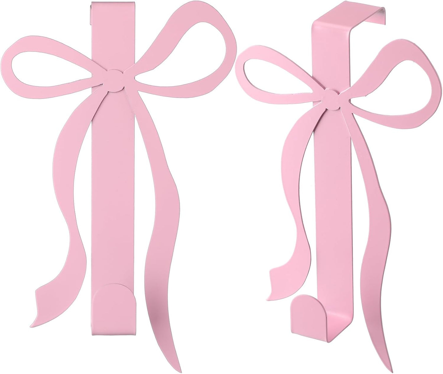 Chunful 2 Pack Pink Bow Over The Door Hooks Metal Strong Door Hanger Hooks Coquette Bow Bathroom Decor Accessories for Cabinet Bath Bedroom Living Room Kitchen Hanging Clothes Towels Hats Coats Bag