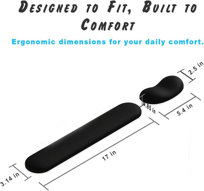 Ergonomic Wrist Rest Set for Keyboard and Mouse | Cooling Gel & Slow-Rebound Memory Foam Palm Support Pad | Luxe Leather, Minimalist, Non-Slip PU Base for Office, Laptop & Gaming (01Pink)