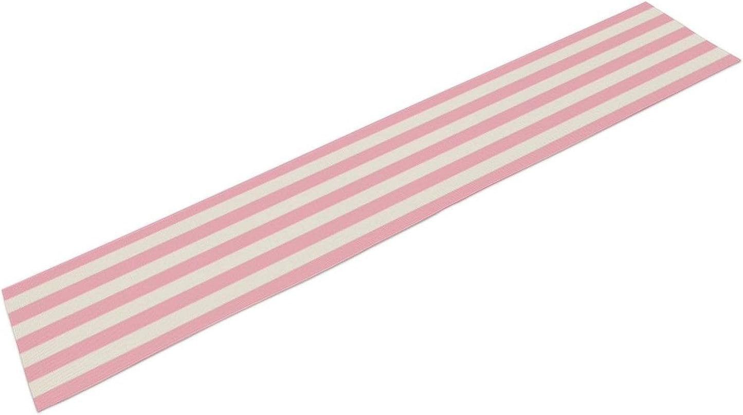 Pink and White Striped Table Runner, Modern Stripes Pattern Elegant Cotton Canvas Kitchen Dinner Runner for Indoor Home Living Room Party Dining Table Decoration 13"x60"