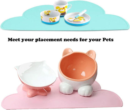 Love Dream Silicone Pet Feeding Food Mat with Raised Edge, Anti-Slip Waterproof Pet Bowl Mat Placemat for Dog and Cat (Pink)