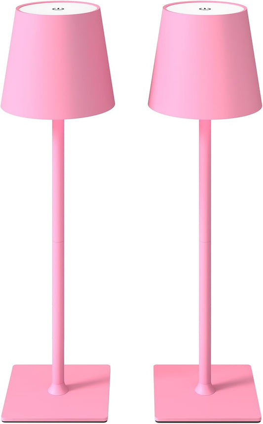 CHLORANTHUS 2 Pack Cordless Table Lamps, 3 Colors Stepless Dimming, 5000mAh Rechargeable Battery LED Desk Lamp for Bedroom/Couple Dinner/Desk/Cafe/Dining Room/Terrace