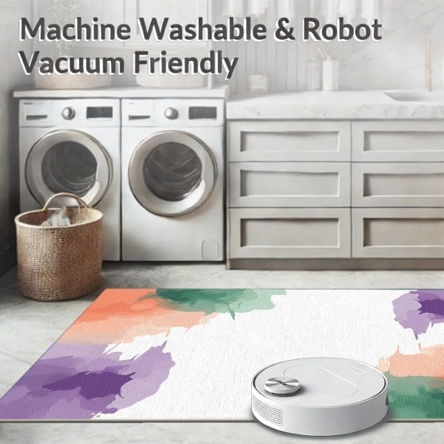 Design&I 4'x6' Machine Wash Ready Modern Abstract Area Rug, Peach Chair-Friendly & Snag-Free Skid-Resistant Medium Carpet for Home Office, Gaming Room, Under Desk | 2133978
